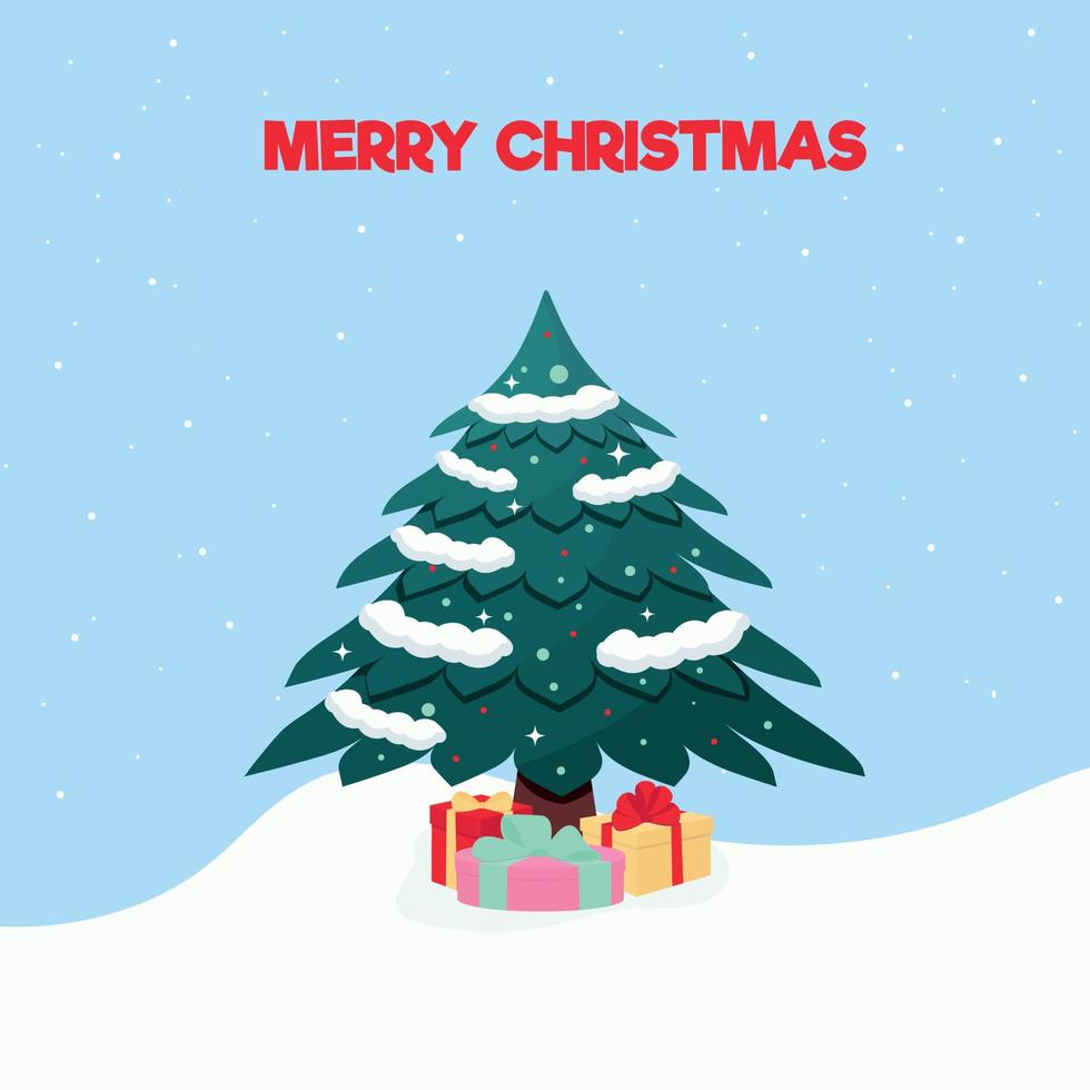 Kerstmis boom met geschenken. vrolijk kerstmis. vector illustratie.