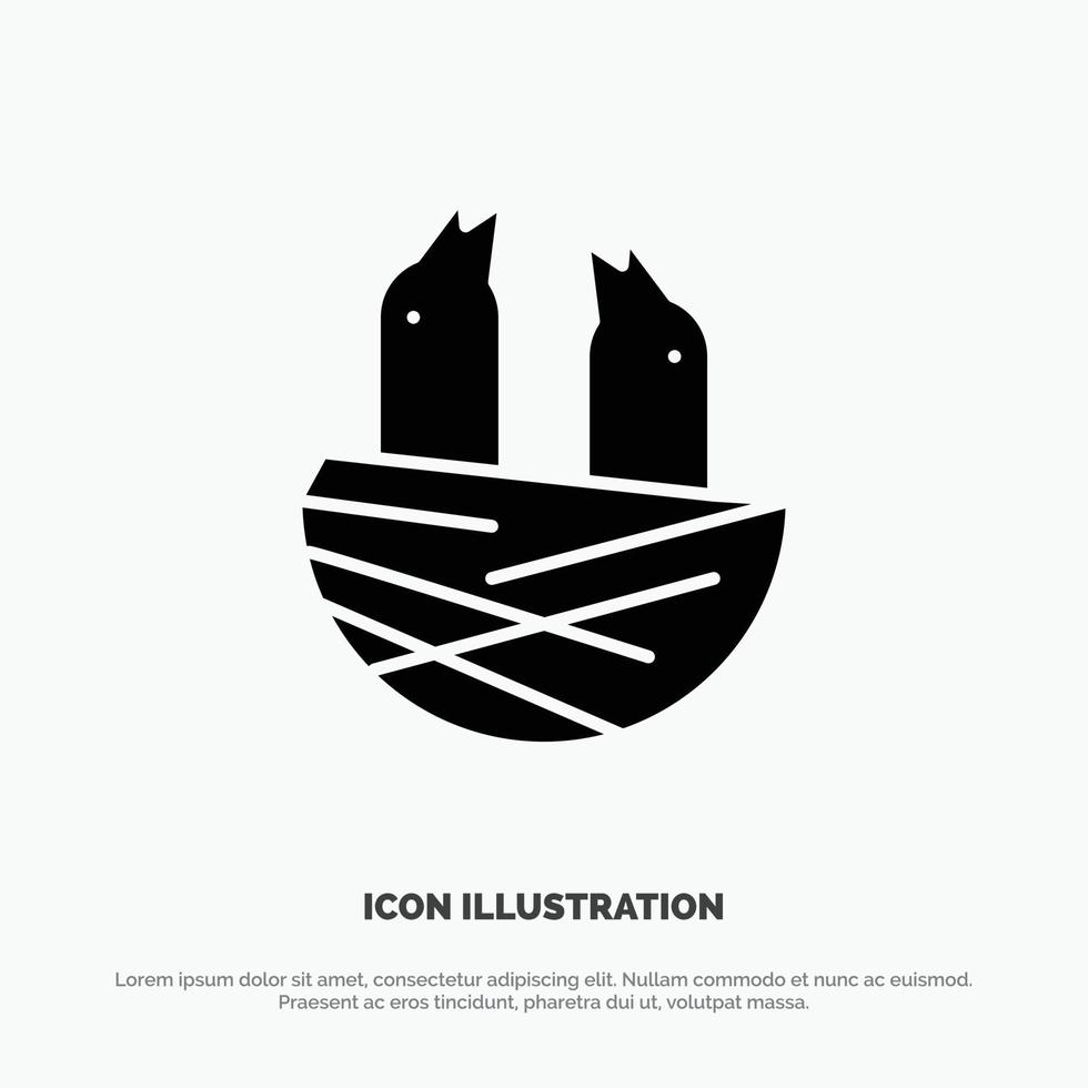 dier vogel huis voorjaar solide glyph icoon vector