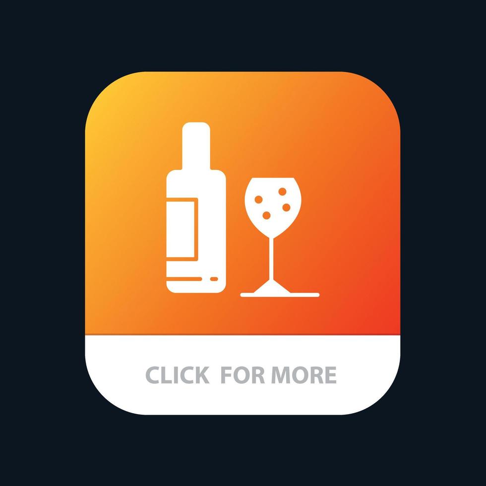 drinken fles glas liefde mobiel app knop android en iOS glyph versie vector