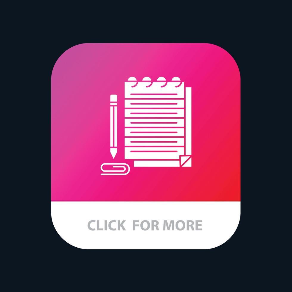 kladblok notitieboekje stootkussen roman mobiel app knop android en iOS glyph versie vector