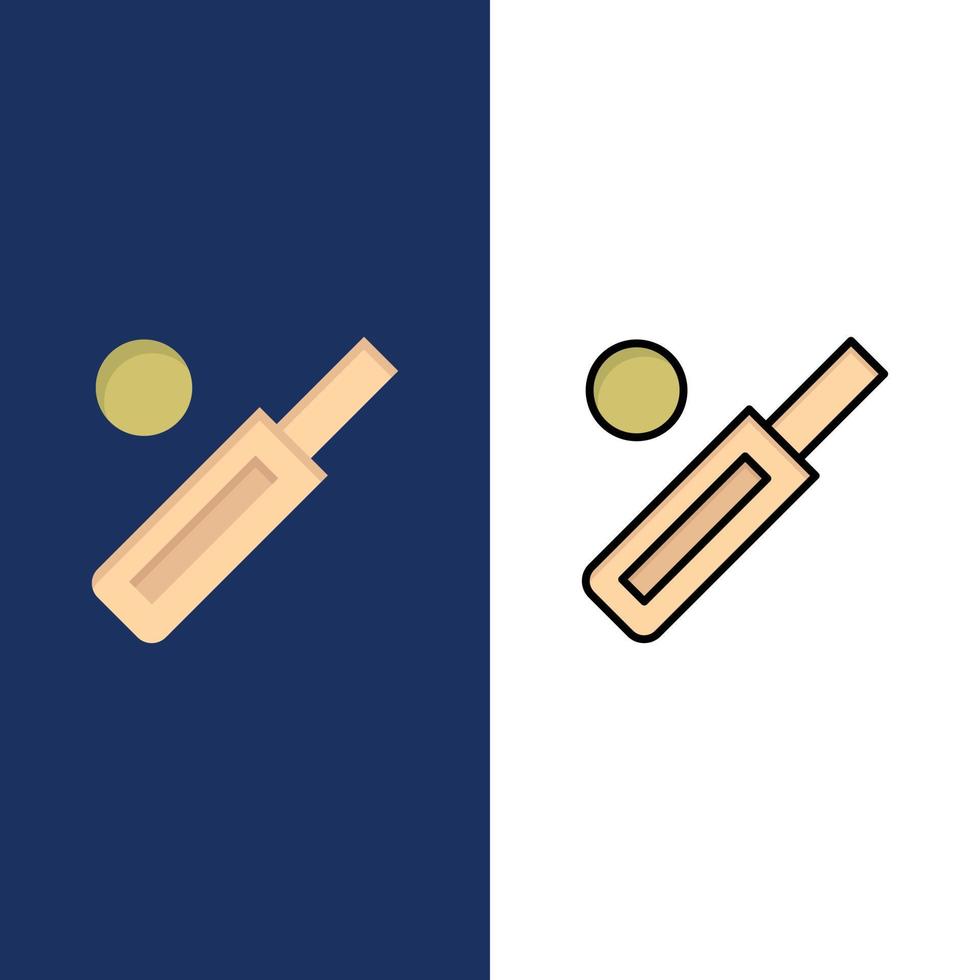 Australië bal knuppel krekel sport pictogrammen vlak en lijn gevulde icoon reeks vector blauw achtergrond