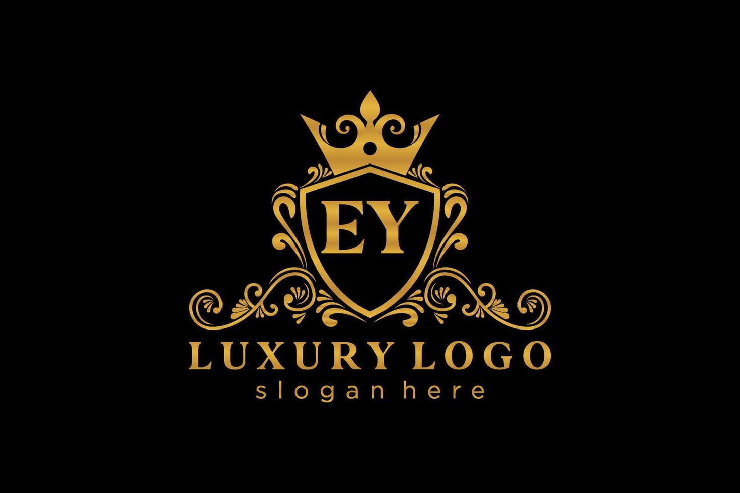 eerste ey brief Koninklijk luxe logo sjabloon in vector kunst voor restaurant, royalty, boetiek, cafe, hotel, heraldisch, sieraden, mode en andere vector illustratie.