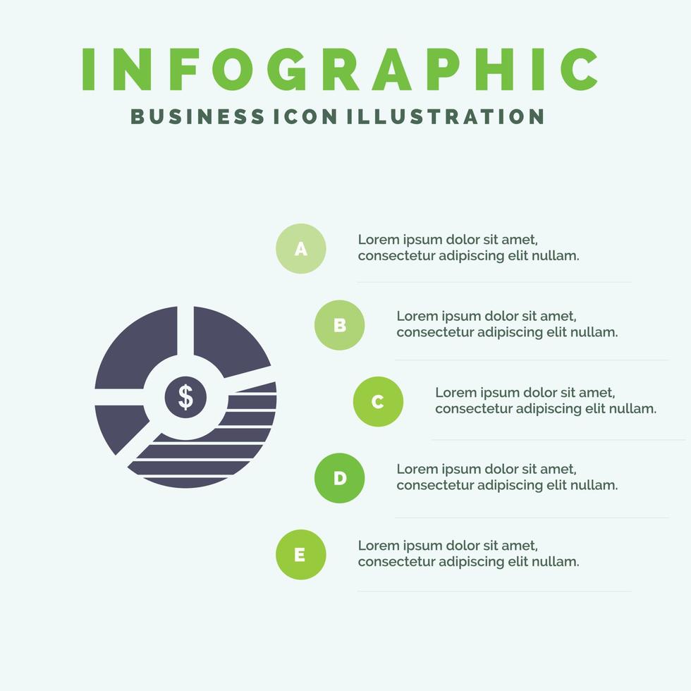 tabel analyse bar bedrijf diagram seo statistieken solide icoon infographics 5 stappen presentatie achtergr vector