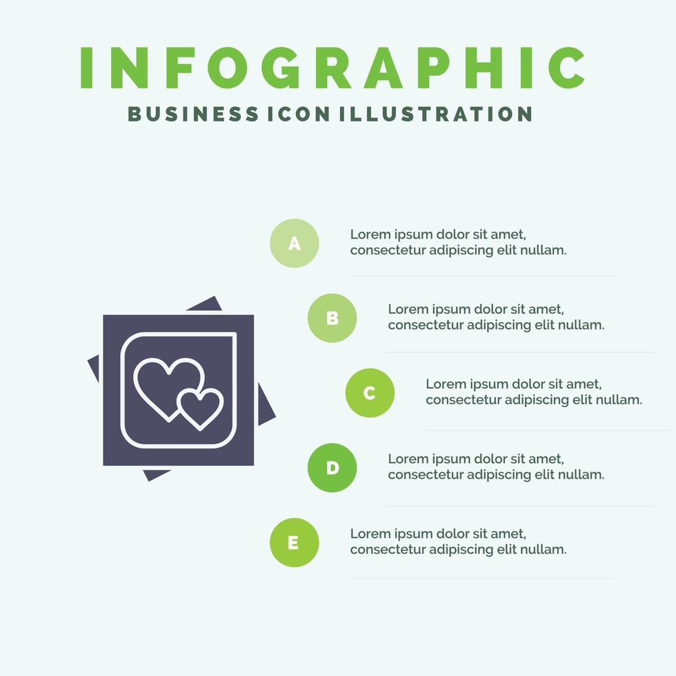 kaart hart liefde huwelijk kaart voorstel solide icoon infographics 5 stappen presentatie achtergrond vector