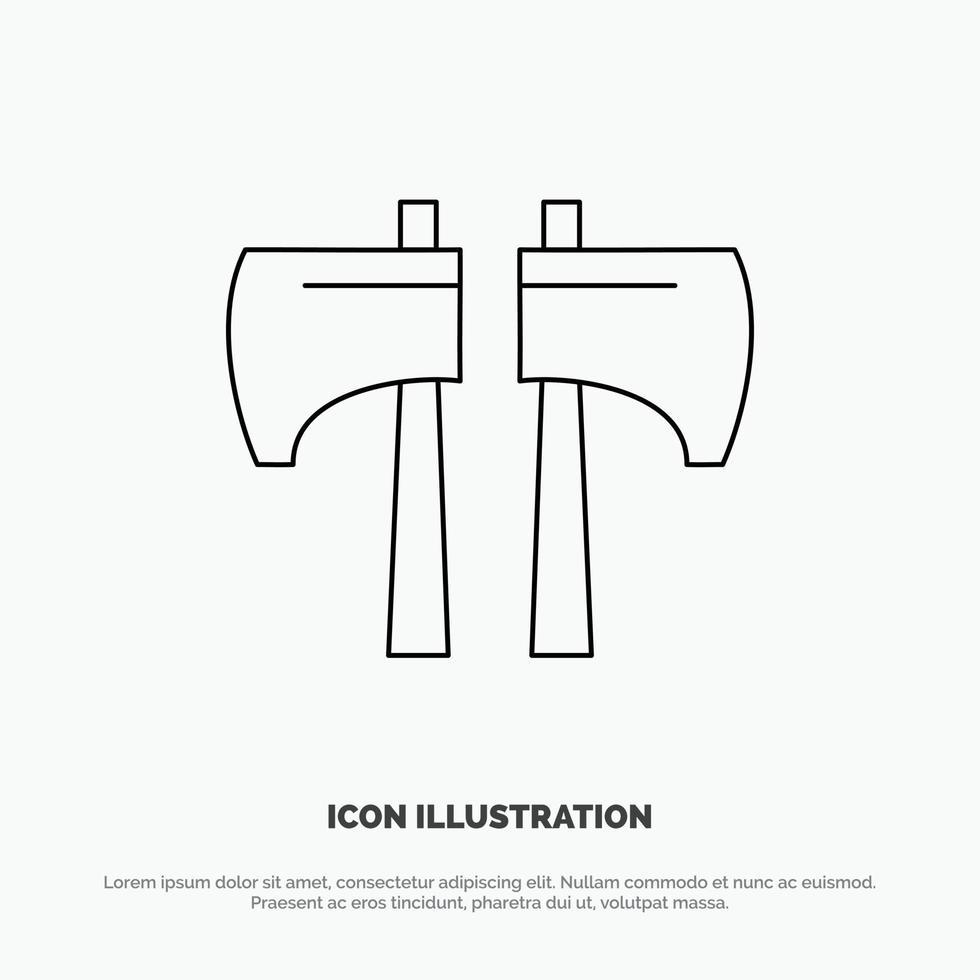 bijl karbonade houthakker gereedschap vector lijn icoon