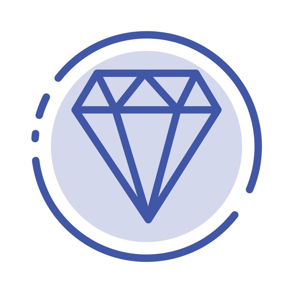 diamant juweel sieraden gam blauw stippel lijn lijn icoon vector