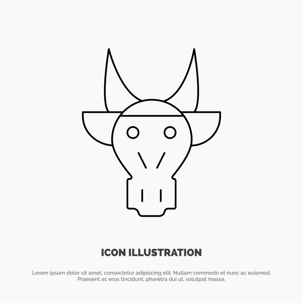 versiering dieren stier Indisch schedel lijn icoon vector