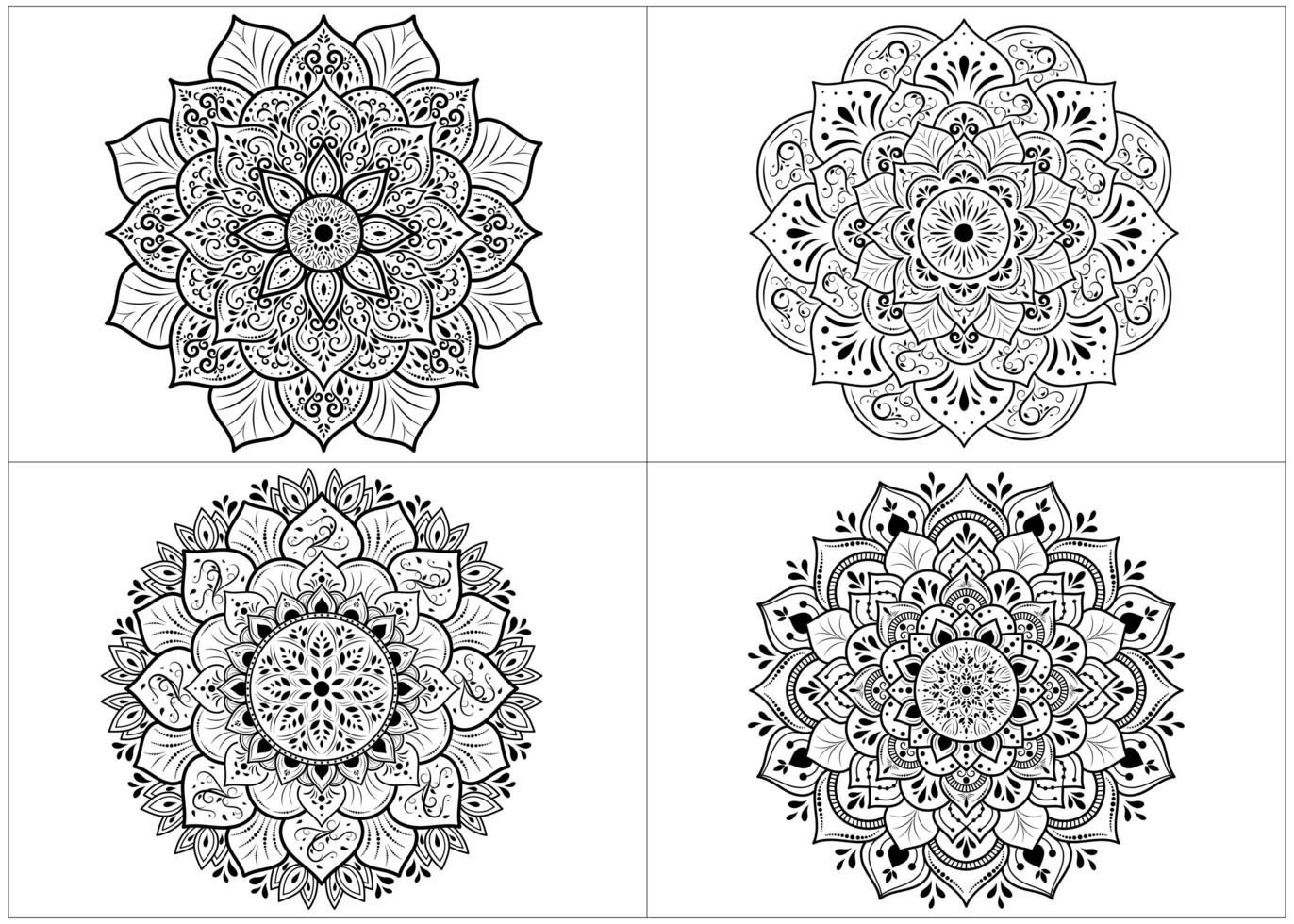 set van ronde bloem mandala's geïsoleerd op wit vector