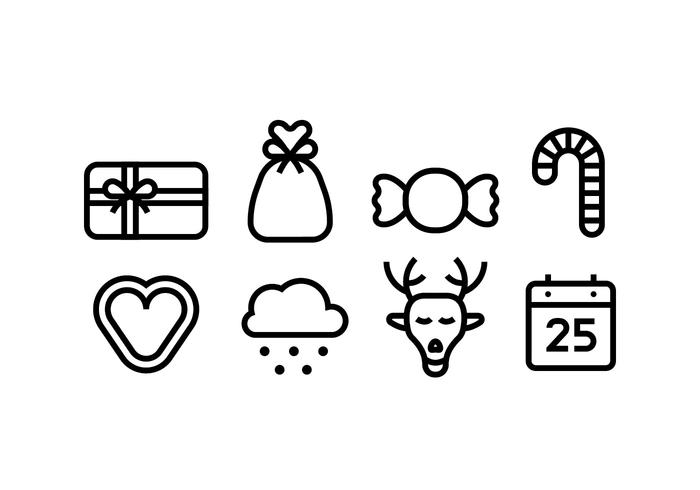 Kerstlijn Icons vector