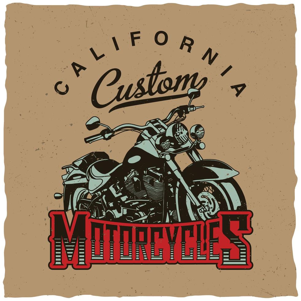 Californië aangepaste motorfietsen t-shirtontwerp vector