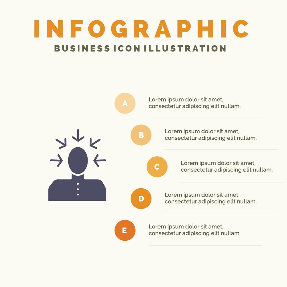 keuze kiezen kritiek menselijk persoon solide icoon infographics 5 stappen presentatie achtergrond vector