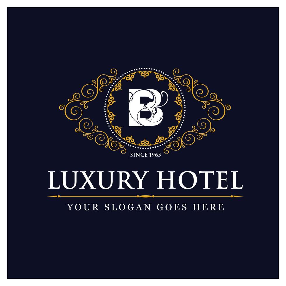 luxe hotel ontwerp met logo en typografie vector