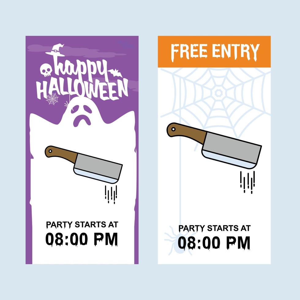 gelukkig halloween uitnodiging ontwerp met mes vector