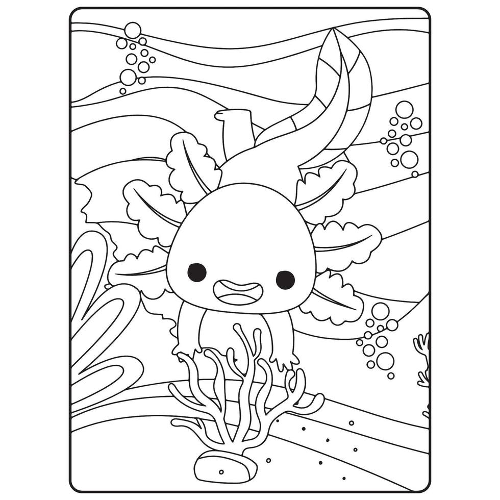 axolotl kleur boek Pagina's voor kinderen vector