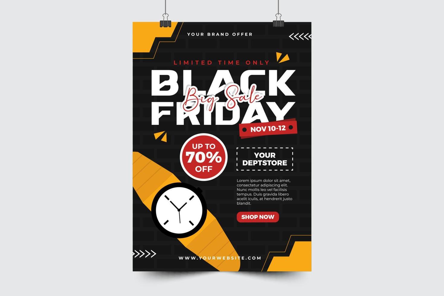 zwart vrijdag uitverkoop poster of folder ontwerp sjabloon vector