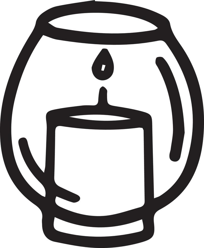 brandende kaars in candlestick.handgetekende vectorillustratie in doodle stijl vector