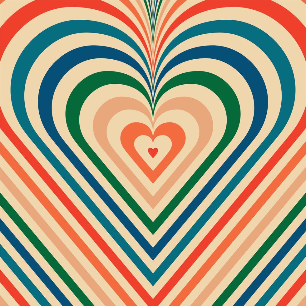 psychedelische retro groove achtergrond vorm hart vector