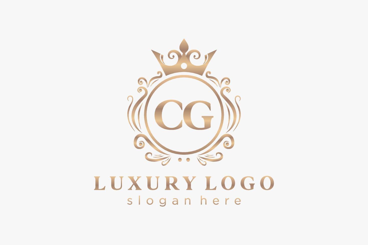 eerste cg brief Koninklijk luxe logo sjabloon in vector kunst voor restaurant, royalty, boetiek, cafe, hotel, heraldisch, sieraden, mode en andere vector illustratie.