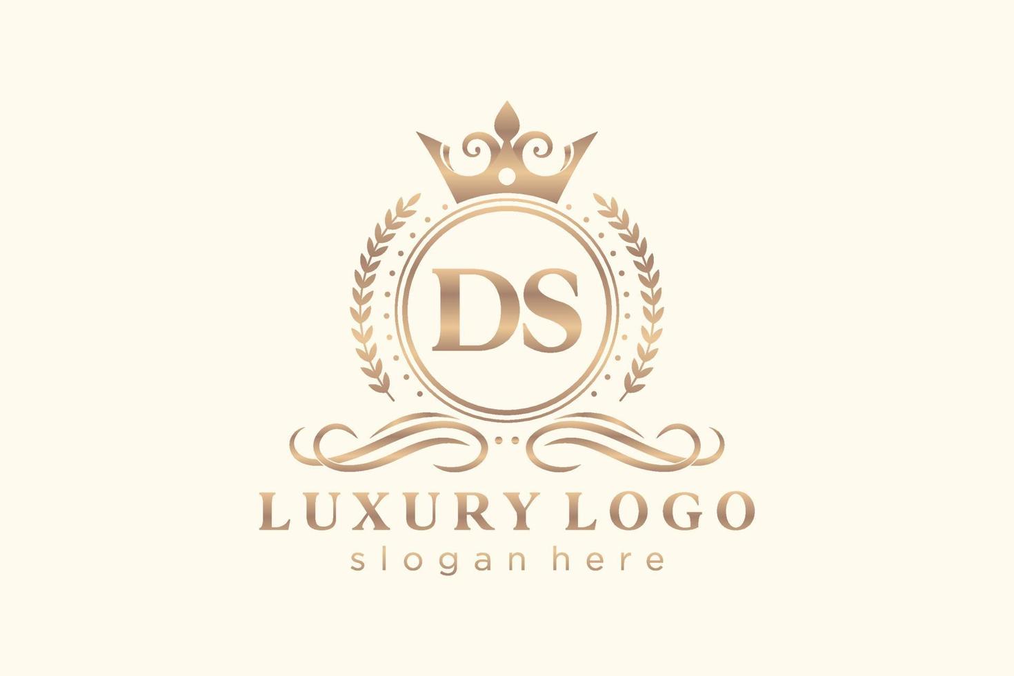 eerste ds brief Koninklijk luxe logo sjabloon in vector kunst voor restaurant, royalty, boetiek, cafe, hotel, heraldisch, sieraden, mode en andere vector illustratie.