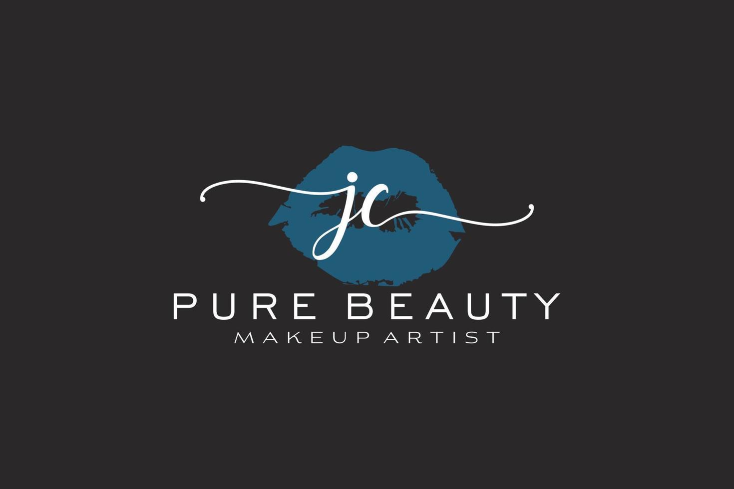 eerste jc waterverf lippen premade logo ontwerp, logo voor bedenken artiest bedrijf branding, blozen schoonheid winkel logo ontwerp, schoonschrift logo met creatief sjabloon. vector