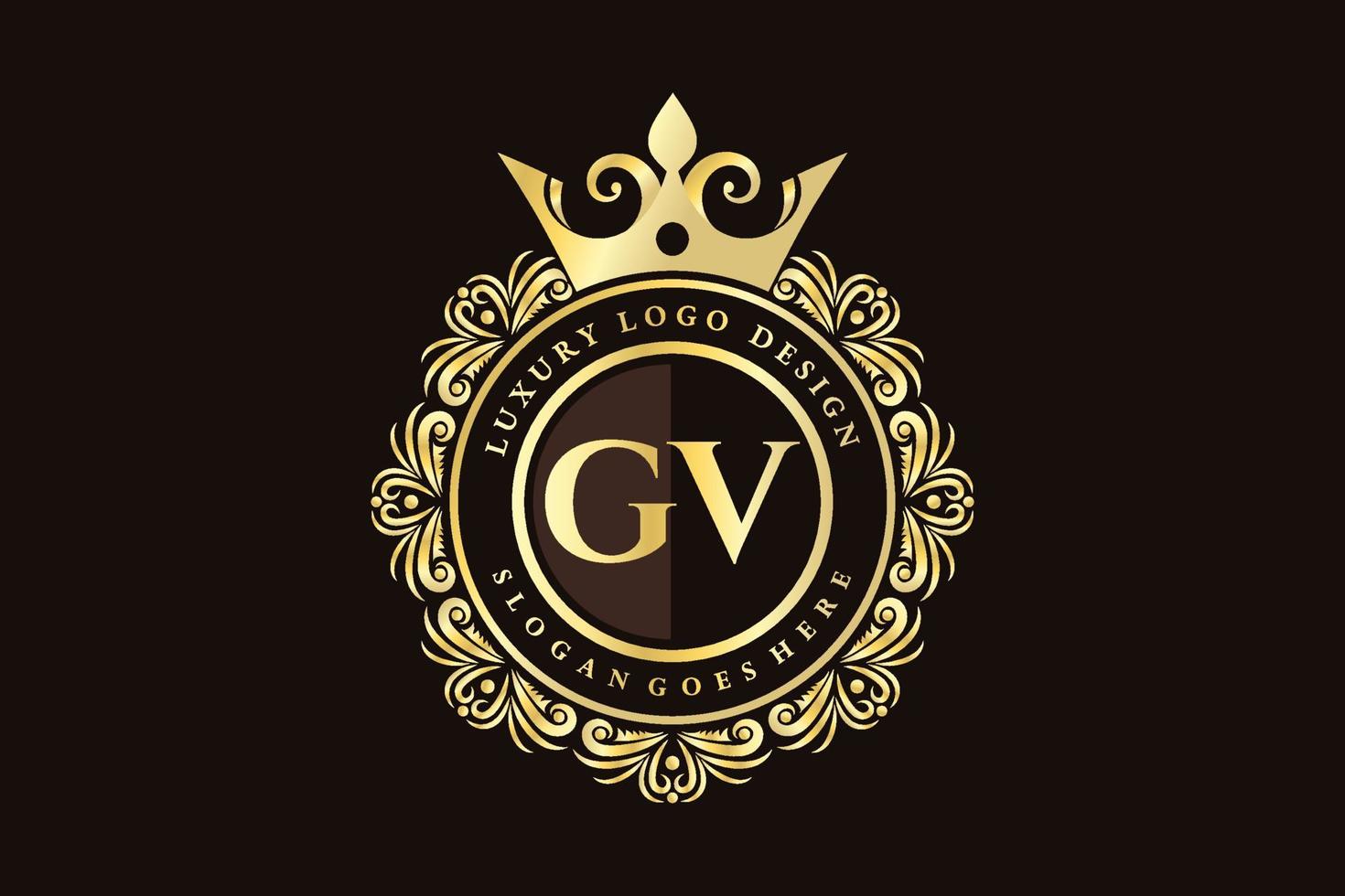 gv eerste brief goud kalligrafische vrouwelijk bloemen hand- getrokken heraldisch monogram antiek wijnoogst stijl luxe logo ontwerp premie vector