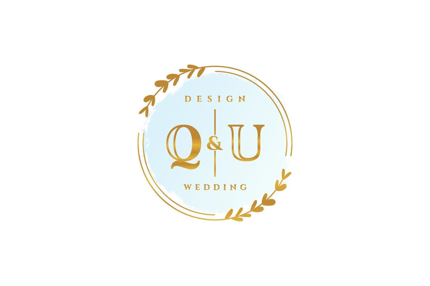 eerste qu schoonheid monogram en elegant logo ontwerp handschrift logo van eerste handtekening, bruiloft, mode, bloemen en botanisch met creatief sjabloon. vector
