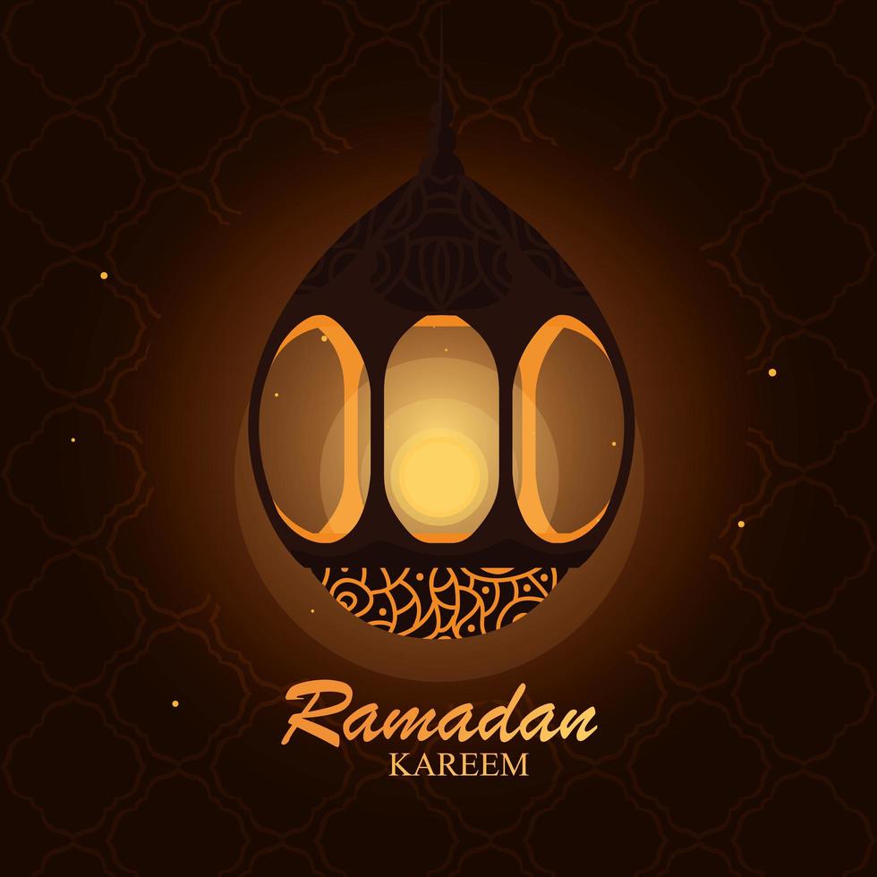 ramadan kareem hangende lampkaart vector