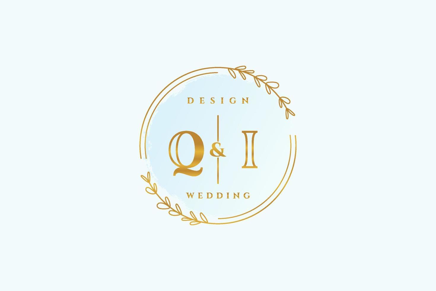 eerste qi schoonheid monogram en elegant logo ontwerp handschrift logo van eerste handtekening, bruiloft, mode, bloemen en botanisch met creatief sjabloon. vector