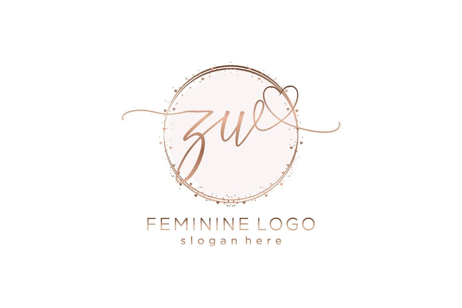 eerste zw handschrift logo met cirkel sjabloon vector logo van eerste bruiloft, mode, bloemen en botanisch met creatief sjabloon.