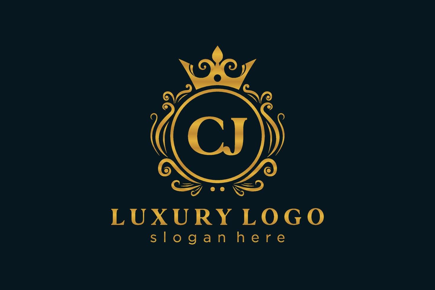 eerste cj brief Koninklijk luxe logo sjabloon in vector kunst voor restaurant, royalty, boetiek, cafe, hotel, heraldisch, sieraden, mode en andere vector illustratie.