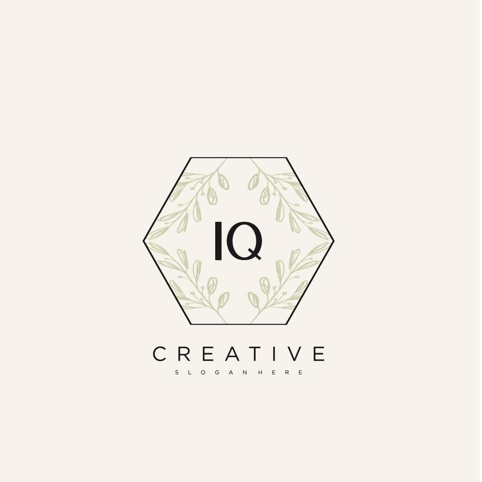 iq eerste brief bloem logo sjabloon vector premie vector kunst