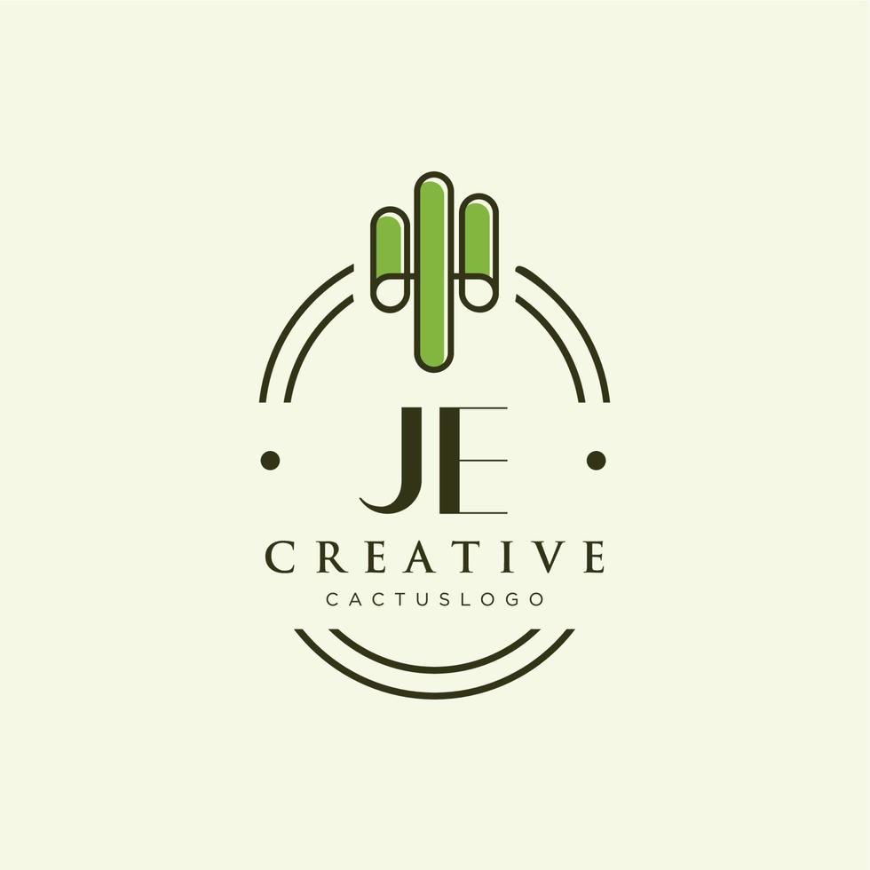 je eerste brief groen cactus logo vector