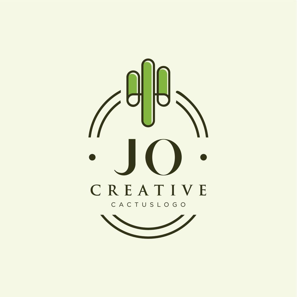 jo eerste brief groen cactus logo vector