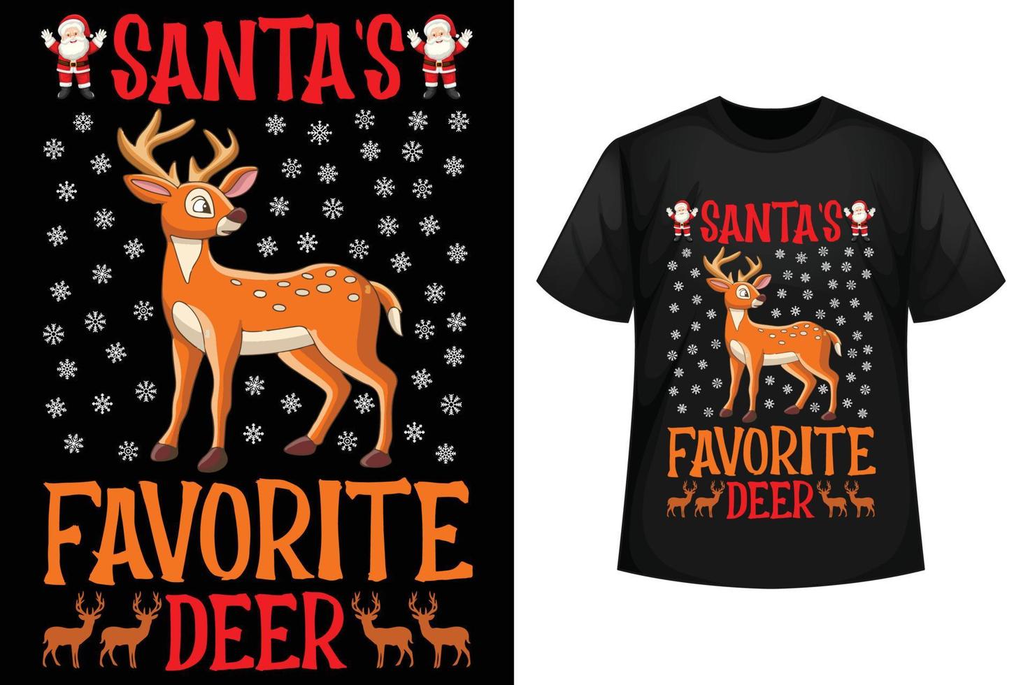 santa's favoriete hert - Kerstmis t-shirt ontwerp sjabloon vector