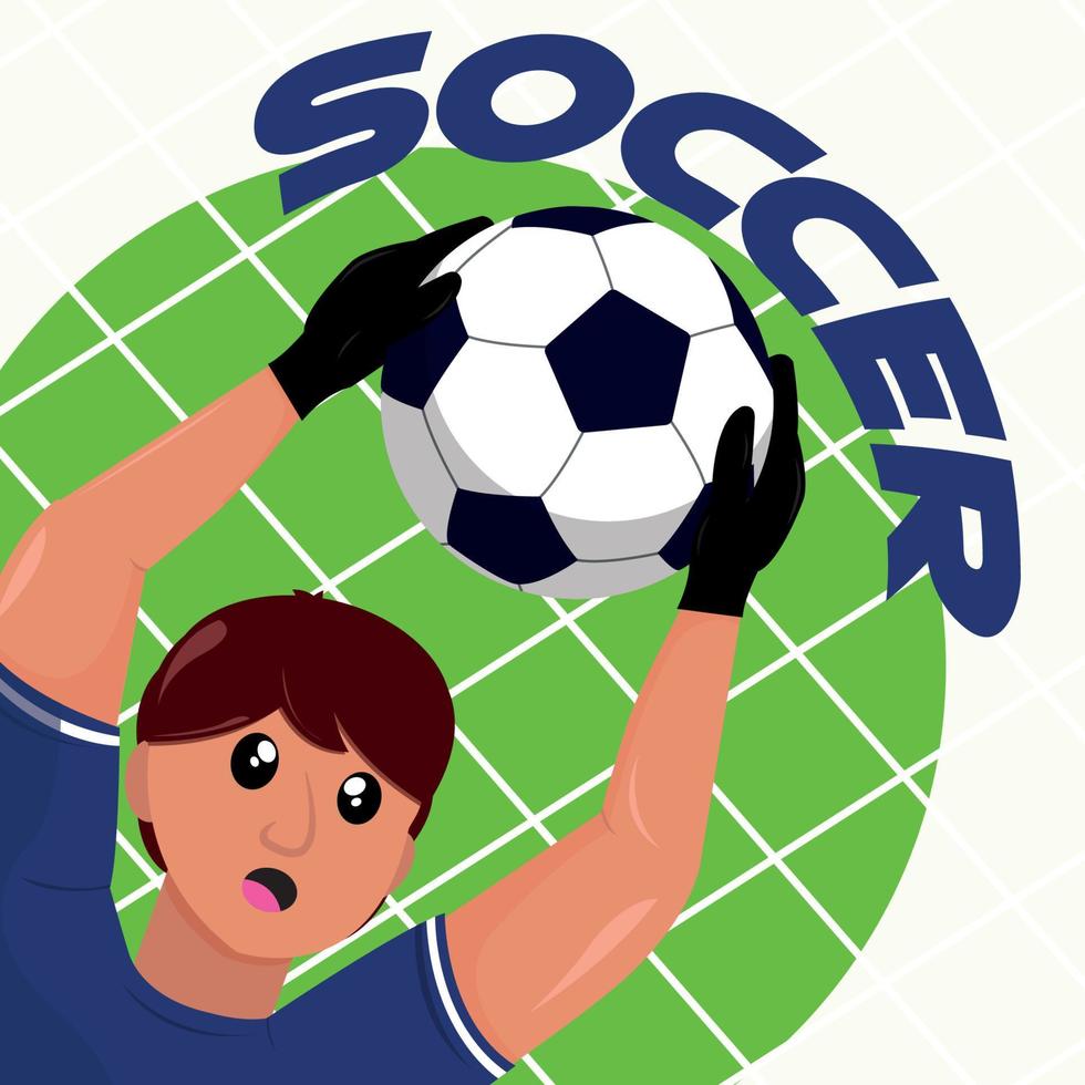 doelman met een bal voetbal poster vector illustratie