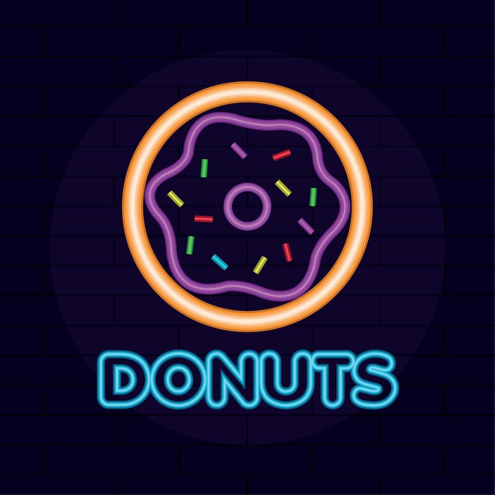 geïsoleerd zoet donut neon icoon snel voedsel menu vector illustratie