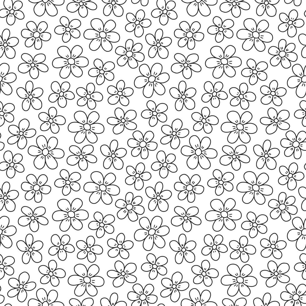 tekening millefleurs naadloos patroon. hand- getrokken zwart en wit bloemen patroon vector