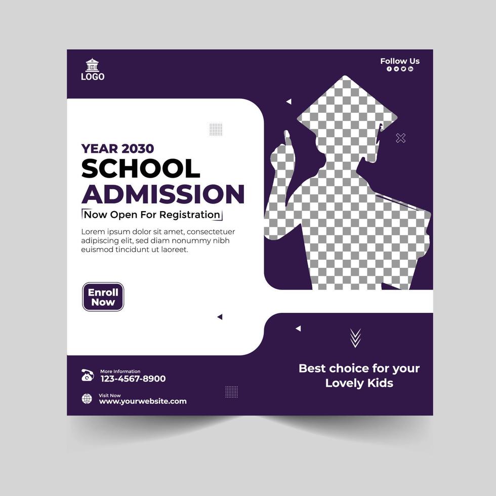 school- toelating sociaal media post en web banier sjabloon ontwerp vector