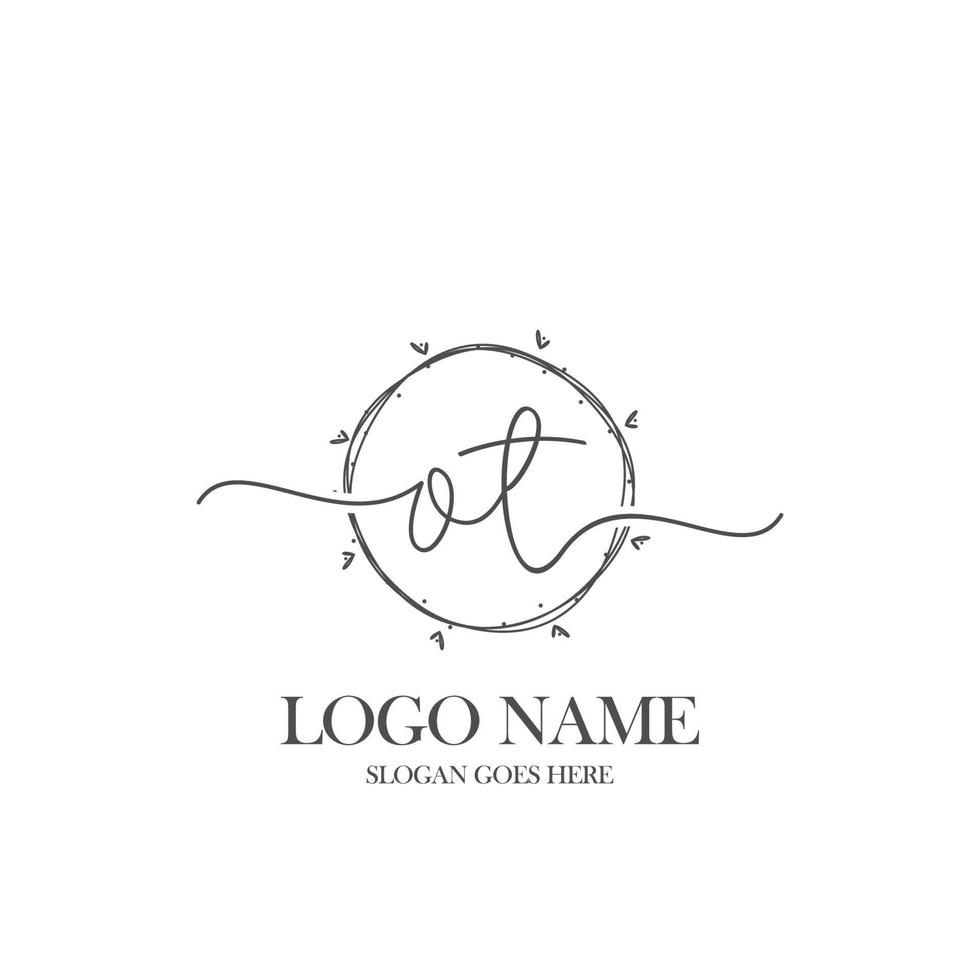 eerste ot schoonheid monogram en elegant logo ontwerp, handschrift logo van eerste handtekening, bruiloft, mode, bloemen en botanisch met creatief sjabloon. vector