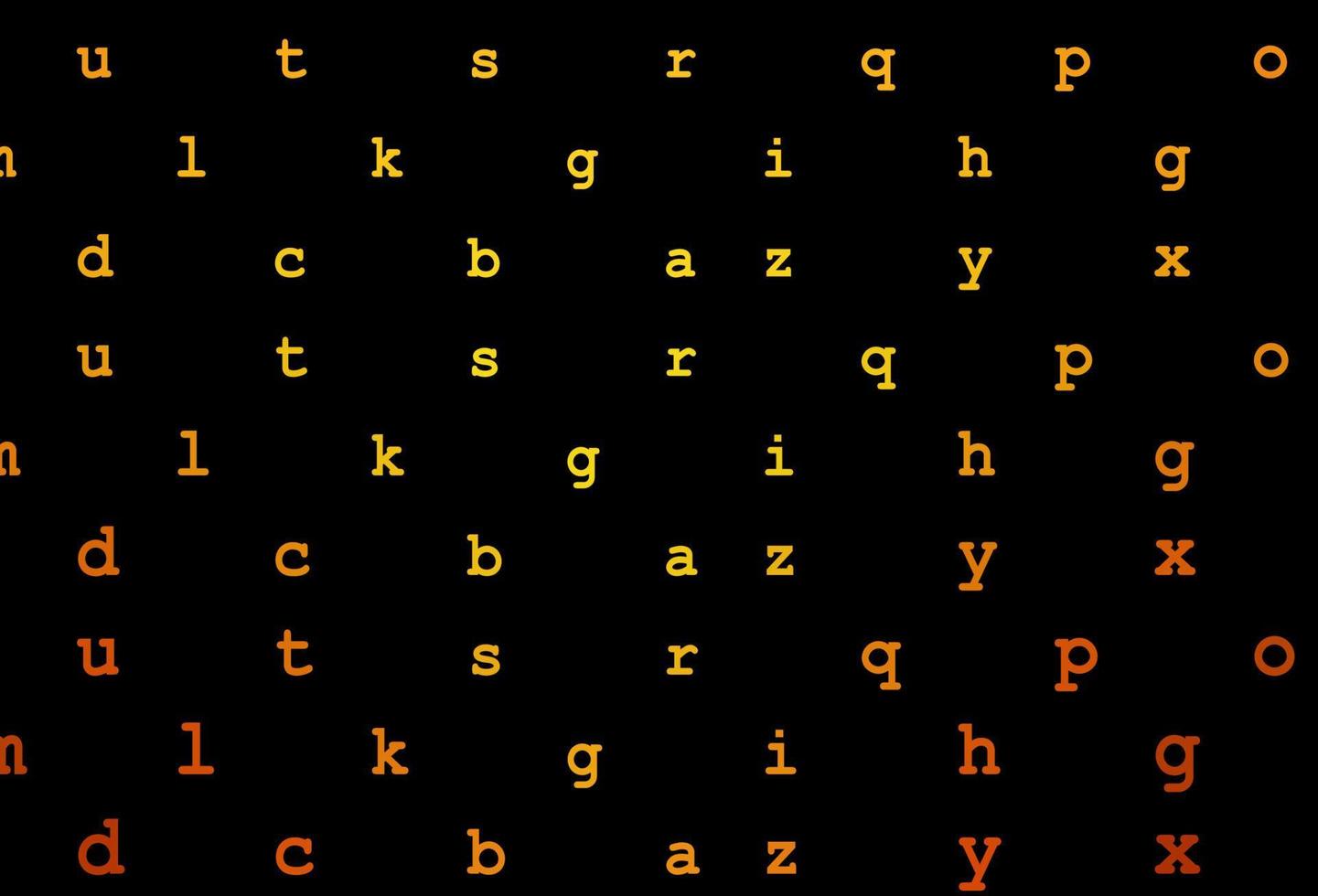 donkeroranje vectorachtergrond met tekens van alfabet. vector