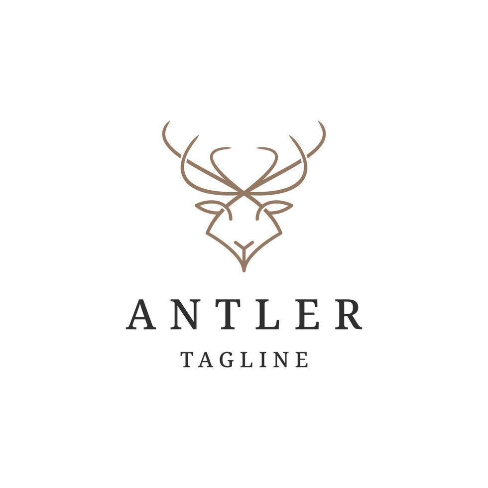 antilope logo met lijn kunst stijl ontwerp sjabloon vlak vector