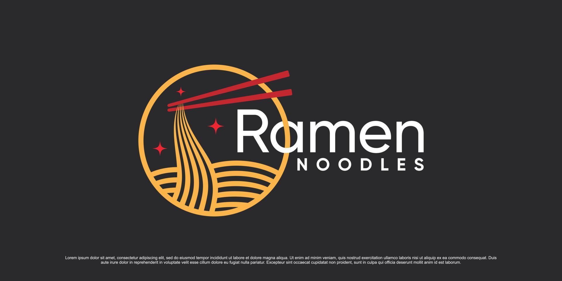 ramen noodle logo ontwerp sjabloon met uniek concept en creatief element vector