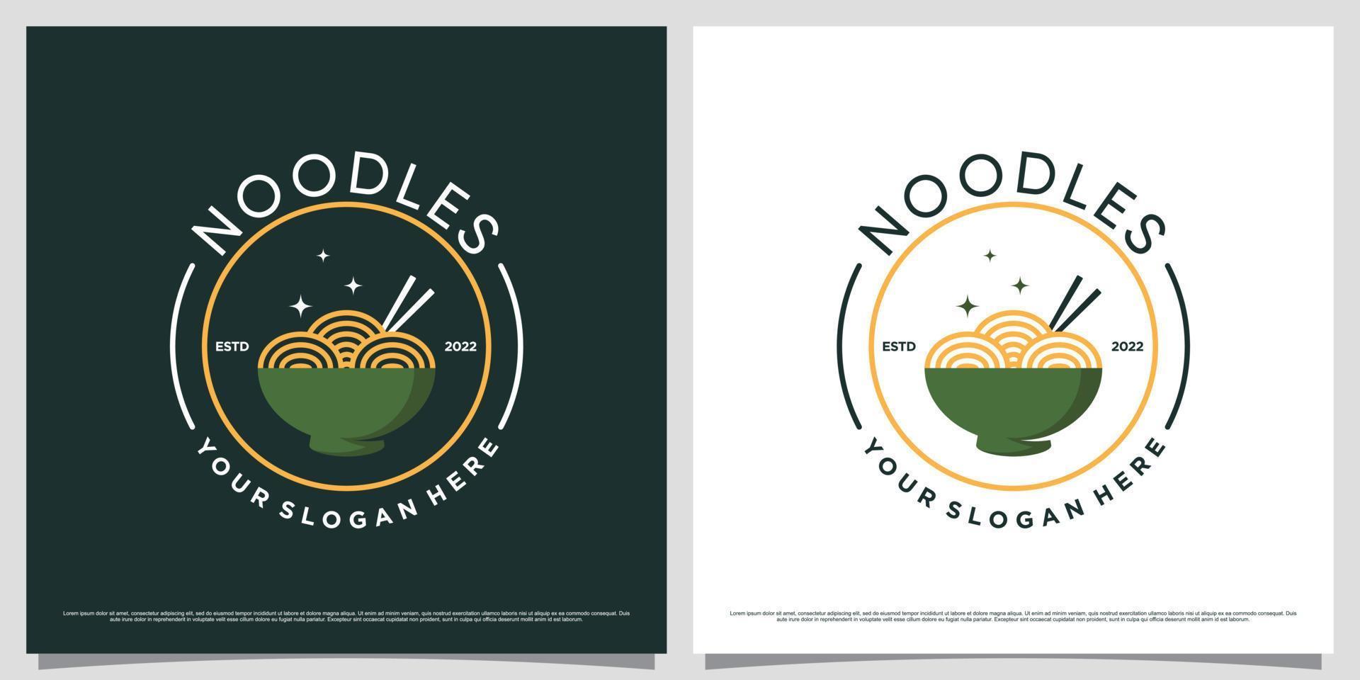 Japans noedels logo ontwerp sjabloon met embleem stijl concept en creatief element vector