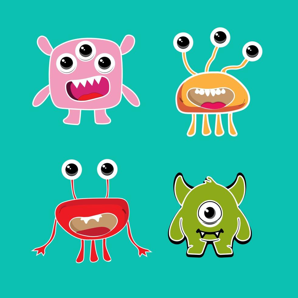 schattig tekenfilm monsters karakter. monsters in vlak stijl vector. vector illustratie.