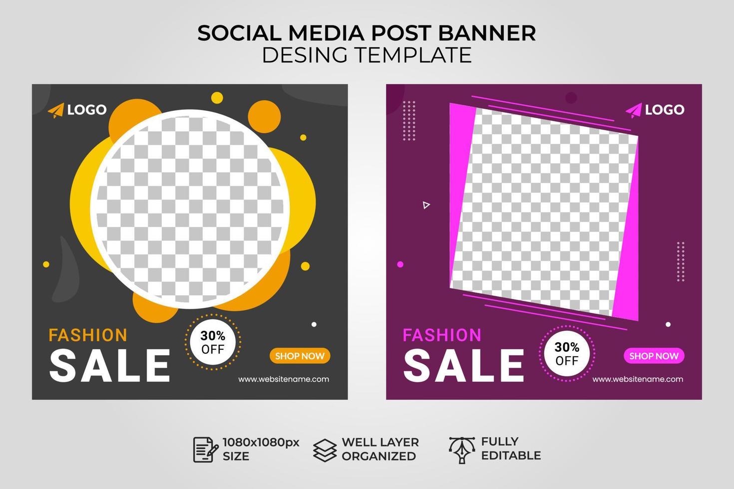 mode verkoop social media post-bannersjabloon vector