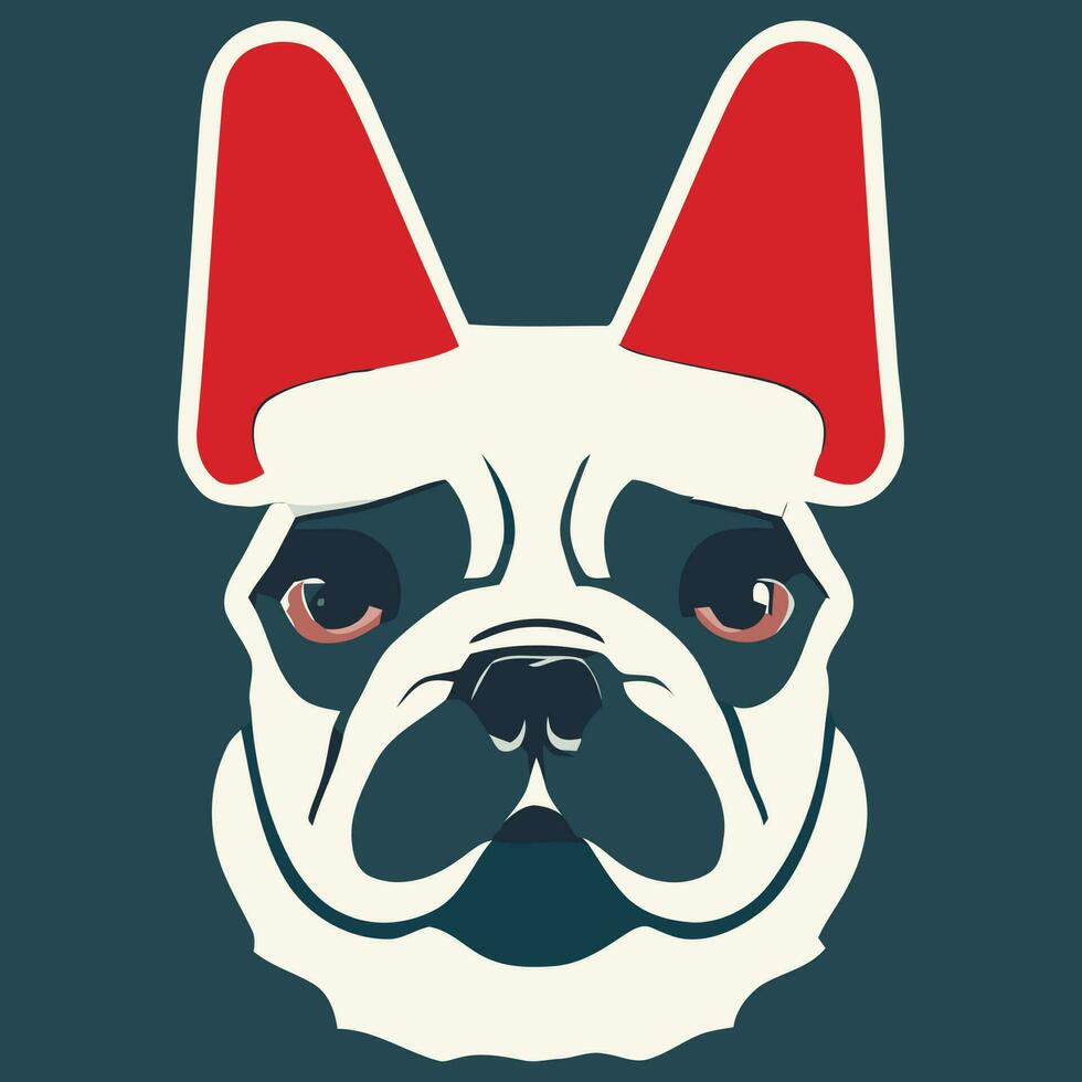 illustratie vector grafisch van Frans bulldog vervelend Kerstmis hoed geïsoleerd mooi zo voor icoon, mascotte, afdrukken, ontwerp element of aanpassen uw ontwerp