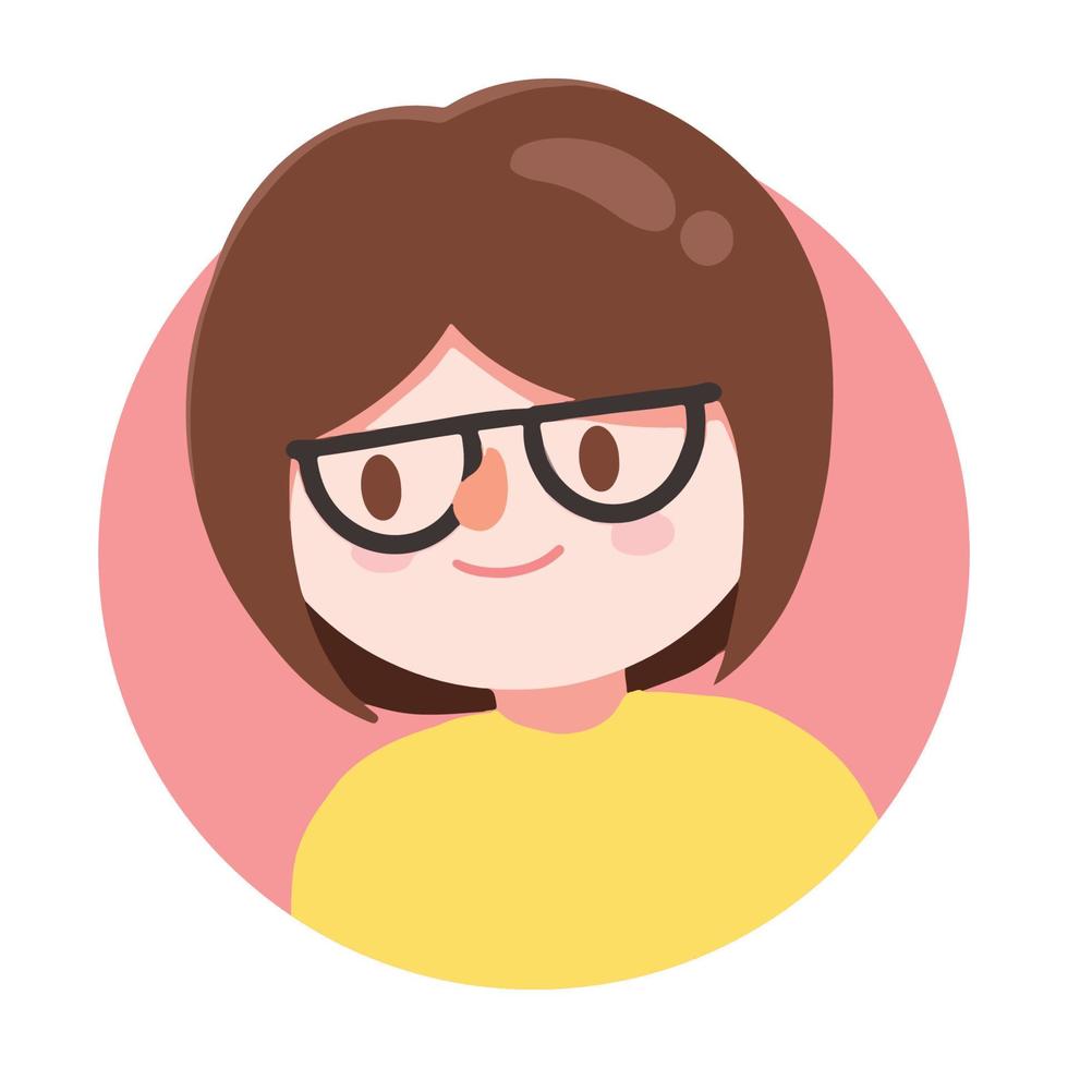 avatar vrouw met bril. schattig tekenfilm. vector illustratie