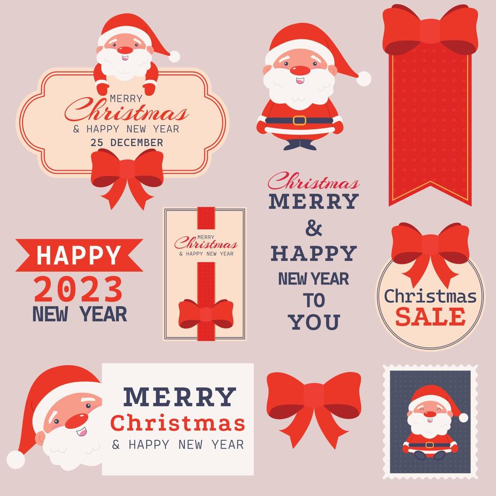 vrolijk Kerstmis en nieuw jaar stickers, etiketten. vector