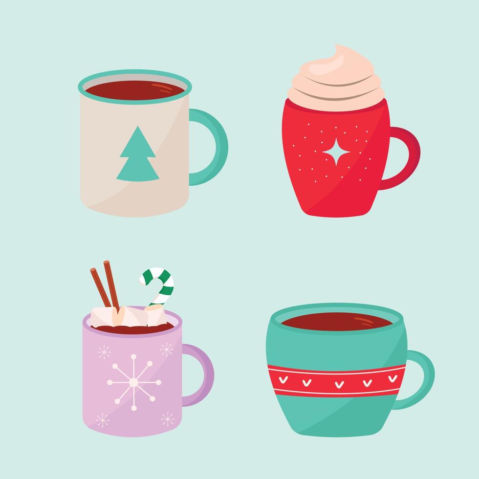 een reeks van Kerstmis winter snoep kopjes. vector illustratie