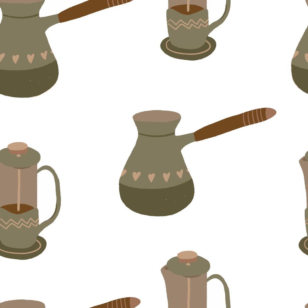 naadloos patroon met koffie Turk en koffie maker vector